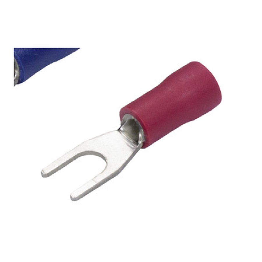 Pre-insulated fork terminal, red, 0.5-1.5mm², M4 stud