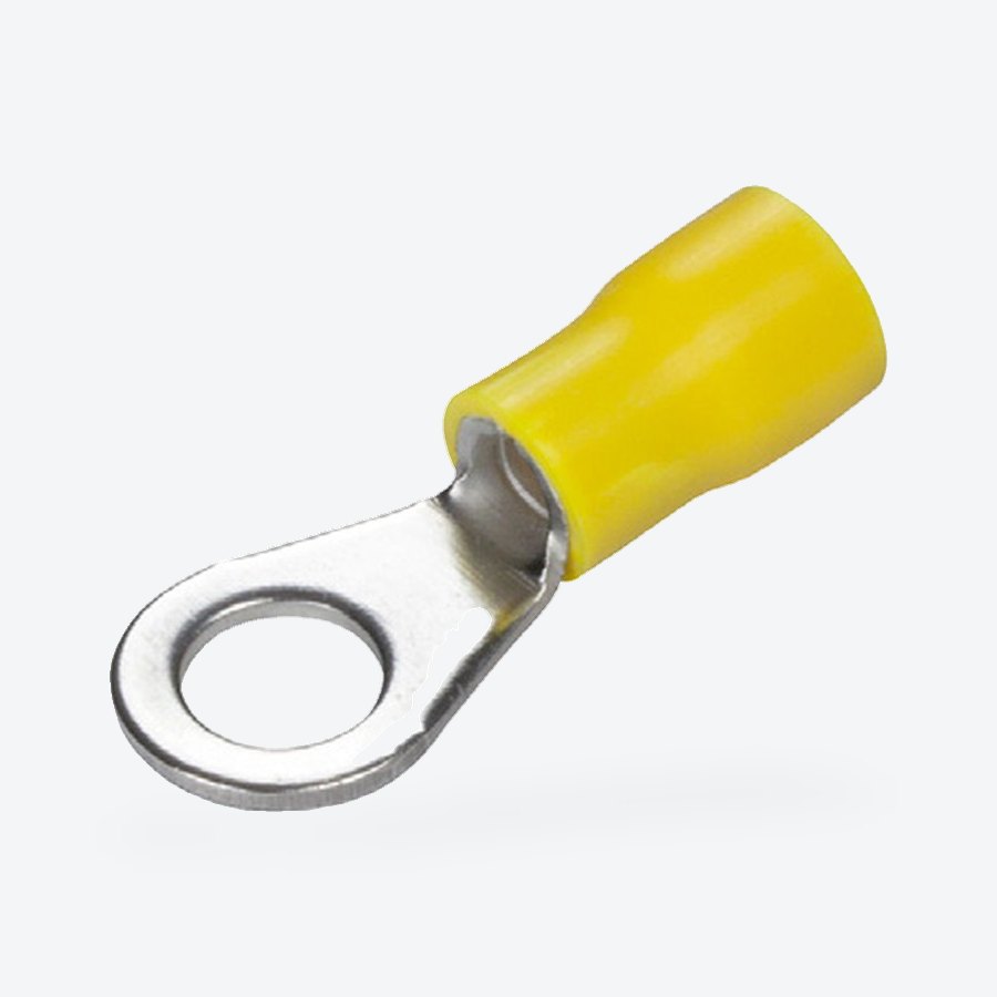 Pre-insulated ring terminal, yellow, 4.0-6.0mm², M5 stud