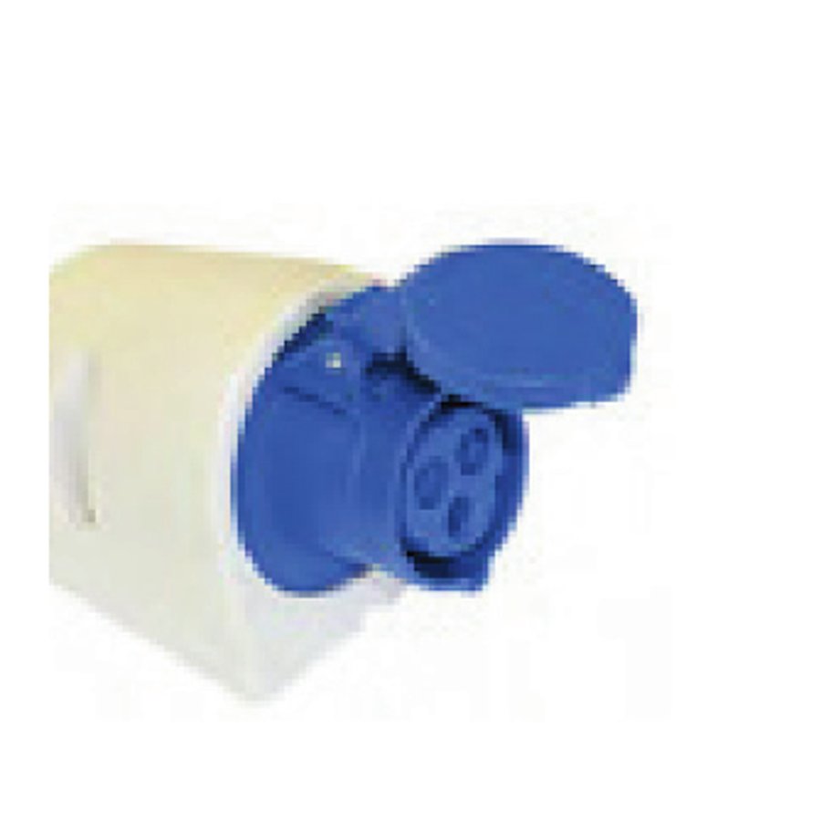 230V 16A 3-pin panel socket, IP44